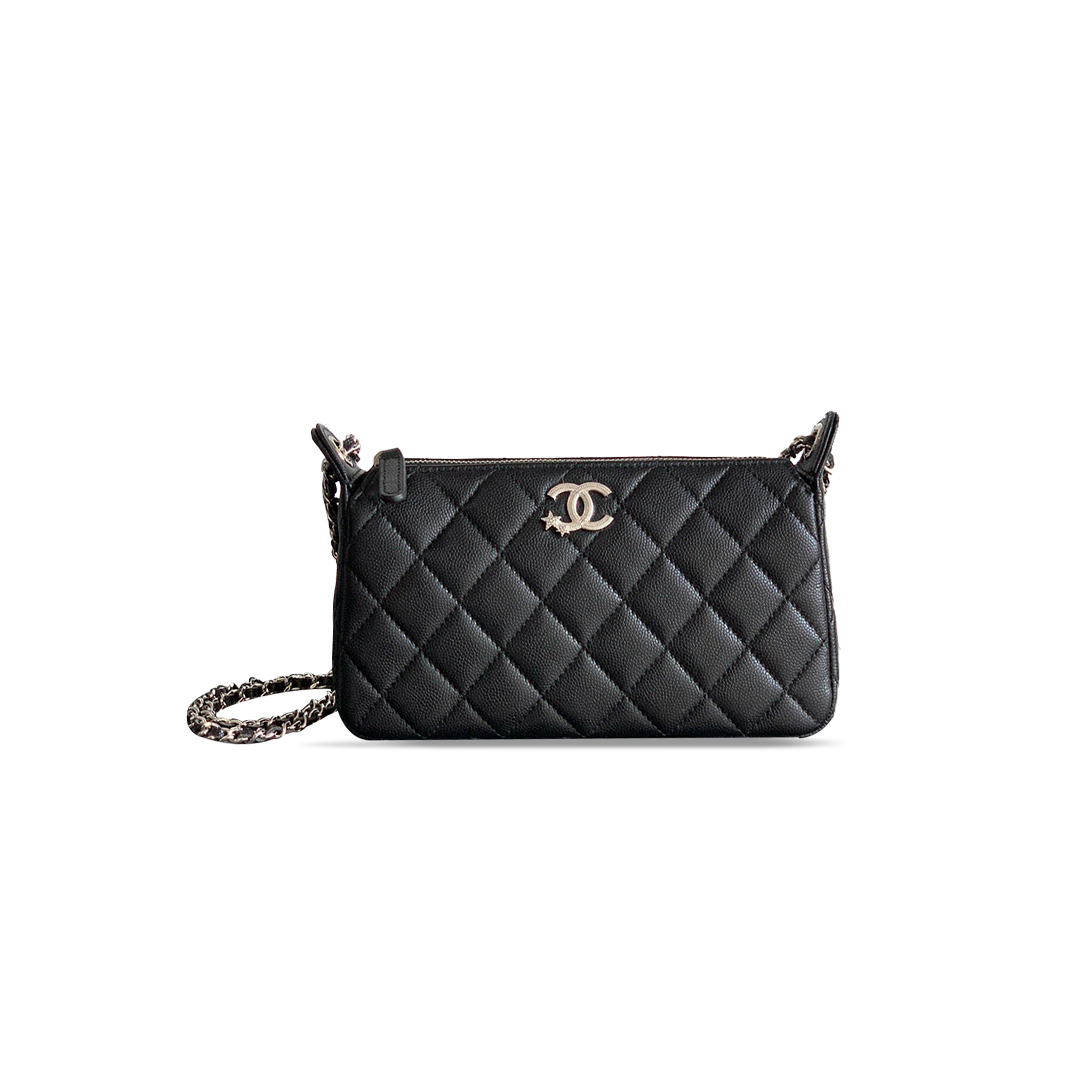 CHANEL CAVIAR 25B CLUTCH WITH CHAIN BAG IN BLACK AP4855 (21*12*5.5cm)